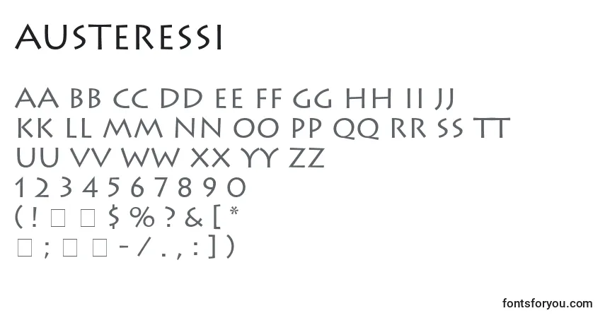 Schriftart AustereSsi – Alphabet, Zahlen, spezielle Symbole