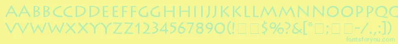 フォントAustereSsi – 黄色い背景に緑の文字