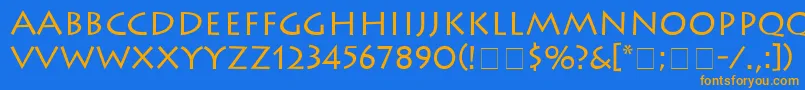 フォントAustereSsi – オレンジ色の文字が青い背景にあります。