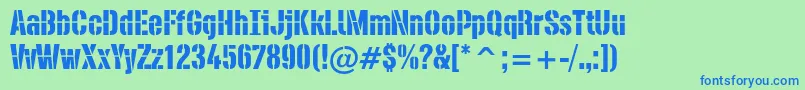 PfdieselRegular Font – Blue Fonts on Green Background