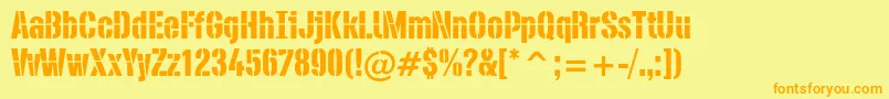 PfdieselRegular Font – Orange Fonts on Yellow Background