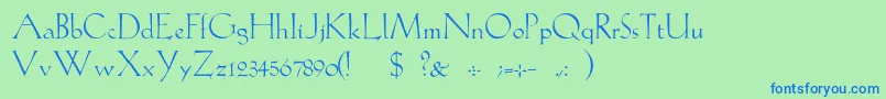 GabelLight-fontti – siniset fontit vihreällä taustalla
