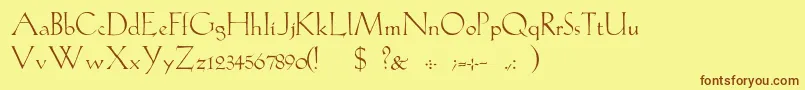 GabelLight-Schriftart – Braune Schriften auf gelbem Hintergrund