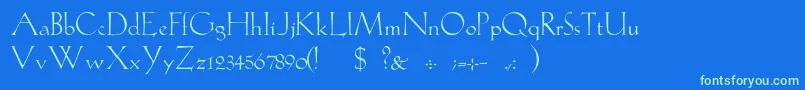 GabelLight-fontti – vihreät fontit sinisellä taustalla
