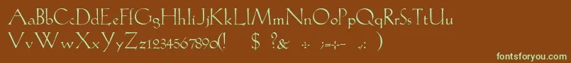 GabelLight-fontti – vihreät fontit ruskealla taustalla