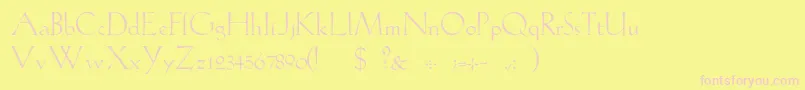 GabelLight-Schriftart – Rosa Schriften auf gelbem Hintergrund