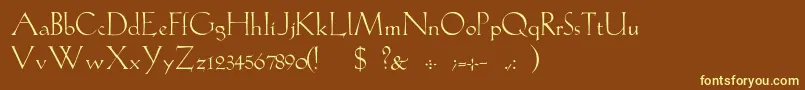GabelLight-fontti – keltaiset fontit ruskealla taustalla