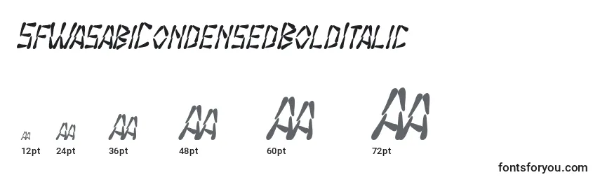 Größen der Schriftart SfWasabiCondensedBoldItalic
