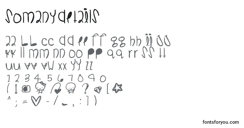 A fonte Somanydetails – alfabeto, números, caracteres especiais
