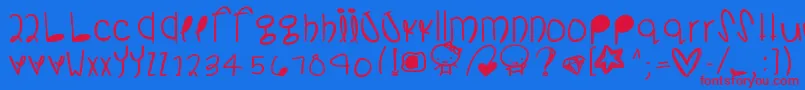 Somanydetails Font – Red Fonts on Blue Background