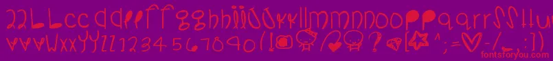 Somanydetails-Schriftart – Rote Schriften auf violettem Hintergrund