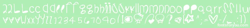 Fonte Somanydetails – fontes brancas em um fundo verde