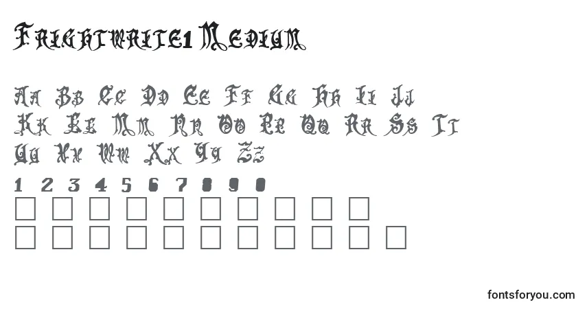 Czcionka Frightwrite1Medium – alfabet, cyfry, specjalne znaki