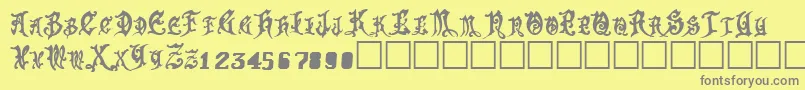 フォントFrightwrite1Medium – 黄色の背景に灰色の文字