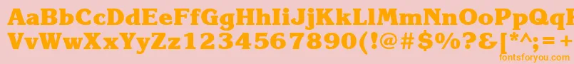 フォントKorinnablackcttBold – オレンジの文字がピンクの背景にあります。