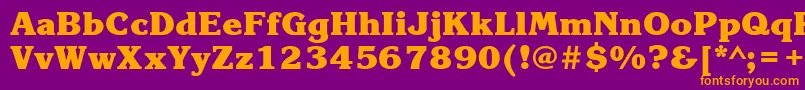 KorinnablackcttBold-fontti – oranssit fontit violetilla taustalla