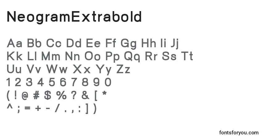 Шрифт NeogramExtrabold – алфавит, цифры, специальные символы
