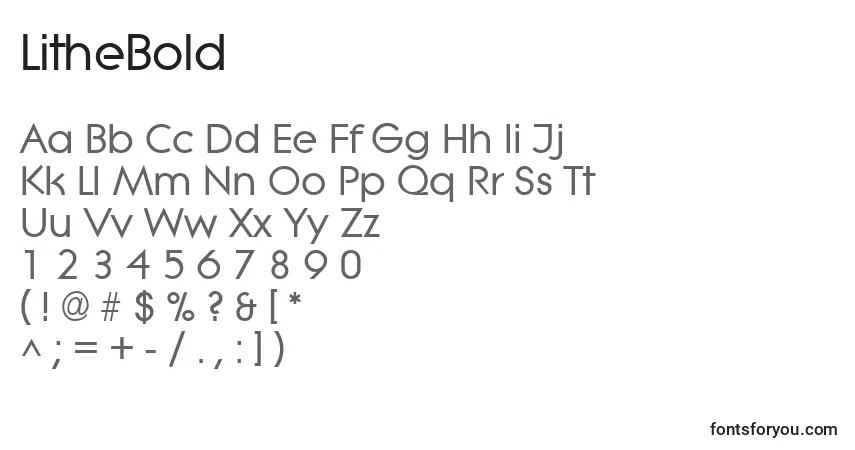 Schriftart LitheBold – Alphabet, Zahlen, spezielle Symbole