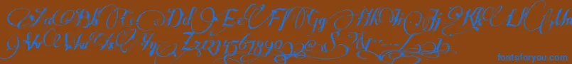 Manyweatz Font – Blue Fonts on Brown Background