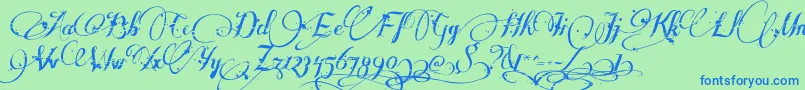 Manyweatz Font – Blue Fonts on Green Background