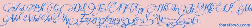 Manyweatz-Schriftart – Blaue Schriften auf rosa Hintergrund