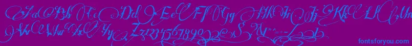 Manyweatz Font – Blue Fonts on Purple Background