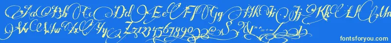 Manyweatz Font – Yellow Fonts on Blue Background