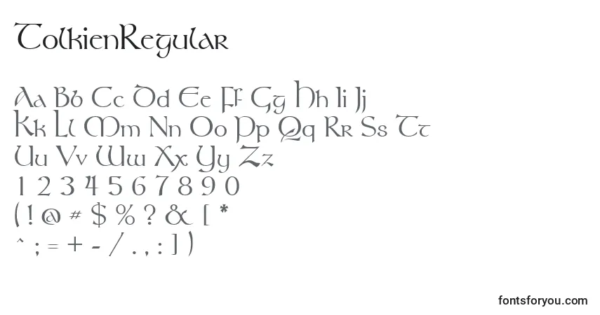 A fonte TolkienRegular – alfabeto, números, caracteres especiais