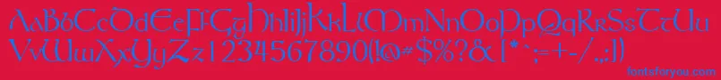 TolkienRegular-Schriftart – Blaue Schriften auf rotem Hintergrund