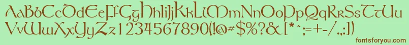 TolkienRegular-Schriftart – Braune Schriften auf grünem Hintergrund