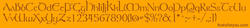 Saiba mais sobre a fonte TolkienRegular Fonte TolkienRegular – fontes marrons em um fundo laranja