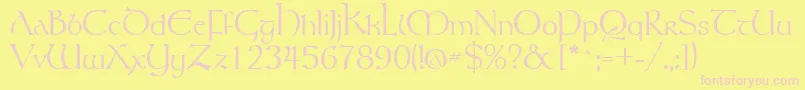 TolkienRegular-Schriftart – Rosa Schriften auf gelbem Hintergrund