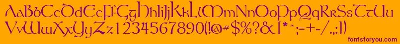 TolkienRegular-Schriftart – Violette Schriften auf orangefarbenem Hintergrund