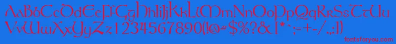 Fonte TolkienRegular – fontes vermelhas em um fundo azul
