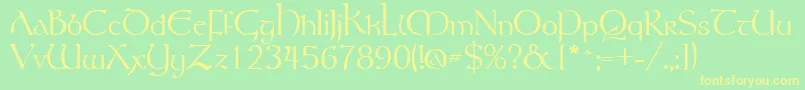 TolkienRegular Font – Yellow Fonts on Green Background