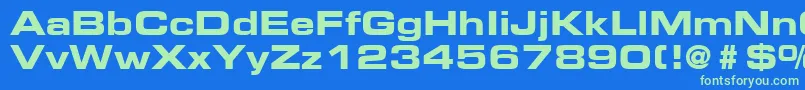 EurostileLtBoldExtended2-Schriftart – Grüne Schriften auf blauem Hintergrund