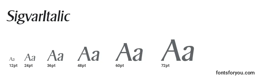 Größen der Schriftart SigvarItalic