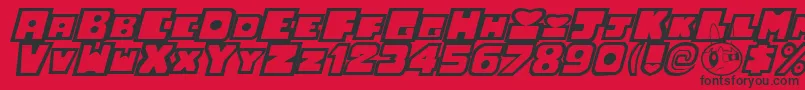 Fonte PowerpuffGirlsFont – fontes pretas em um fundo vermelho