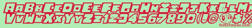 PowerpuffGirlsFont-Schriftart – Rote Schriften auf grünem Hintergrund