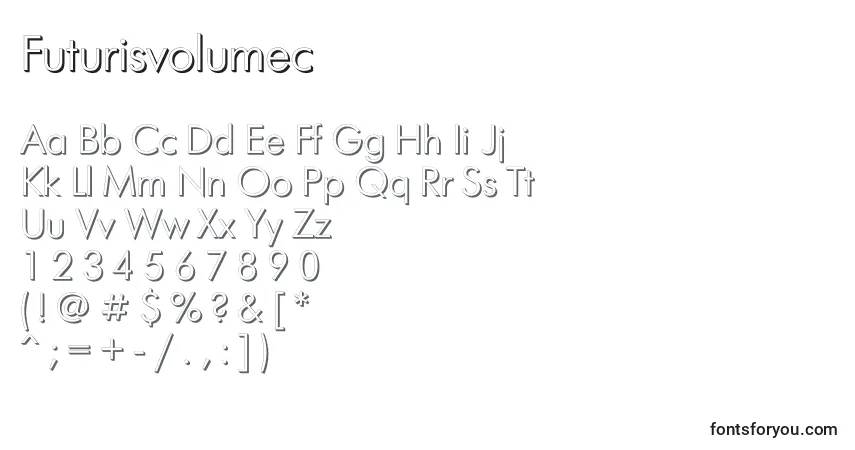 A fonte Futurisvolumec – alfabeto, números, caracteres especiais