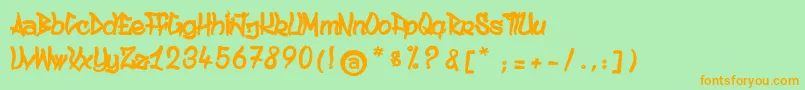 AncestralKatanaSword Font – Orange Fonts on Green Background