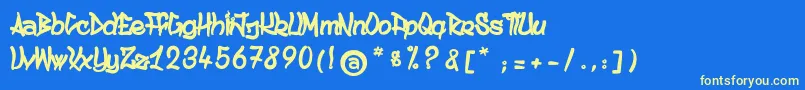 AncestralKatanaSword Font – Yellow Fonts on Blue Background