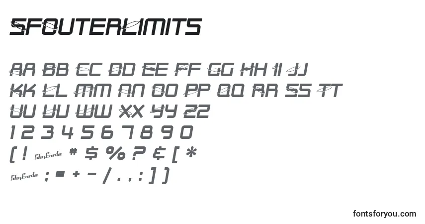 A fonte SfOuterLimits – alfabeto, números, caracteres especiais