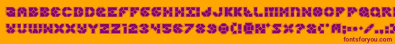 Zoomrunneracad-Schriftart – Violette Schriften auf orangefarbenem Hintergrund