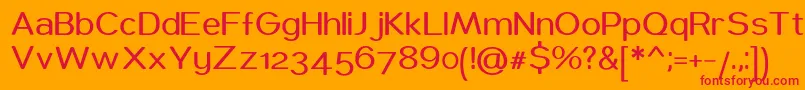 Coughymachine-Schriftart – Rote Schriften auf orangefarbenem Hintergrund