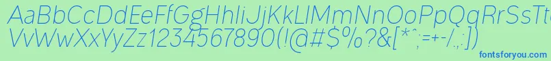 OgonekLightItalic Font – Blue Fonts on Green Background