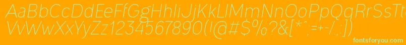 OgonekLightItalic-Schriftart – Grüne Schriften auf orangefarbenem Hintergrund