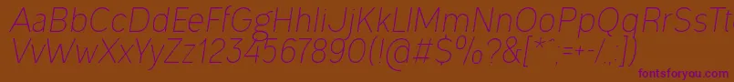 OgonekLightItalic Font – Purple Fonts on Brown Background