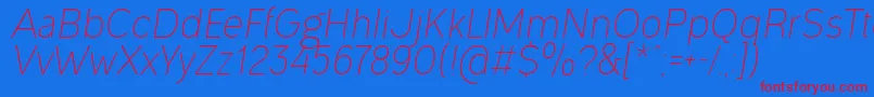 OgonekLightItalic Font – Red Fonts on Blue Background