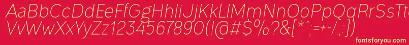 OgonekLightItalic Font – Yellow Fonts on Red Background